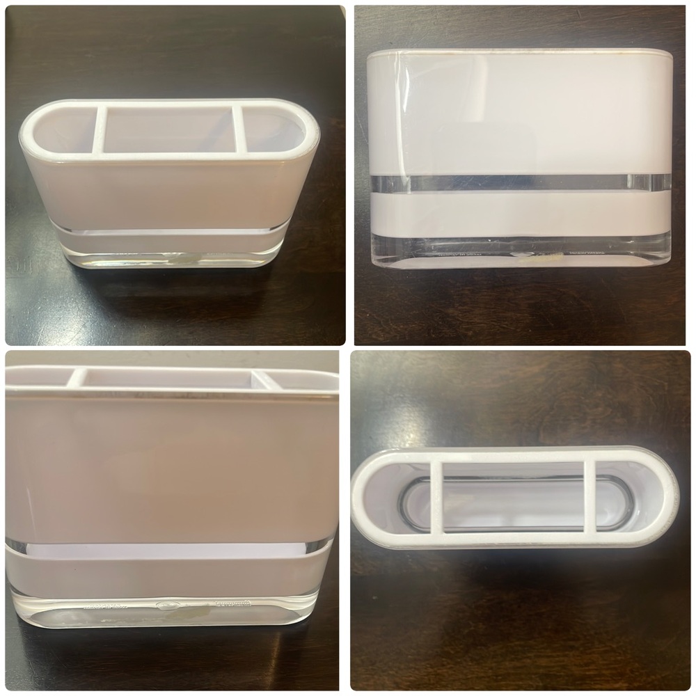 White and Clear Acrylic Tooth Brush Holder Organizer
